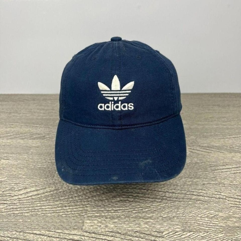 Adidas Trefoil Hat Cap Strap Back Blue Canvas Adult Skate